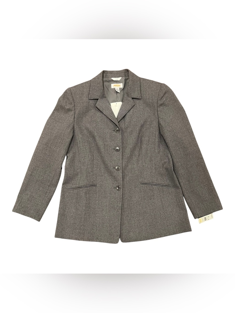 NWT Talbots Petites Single Breasted 4-Button Stretch Wool Blazer Gray 12P Office